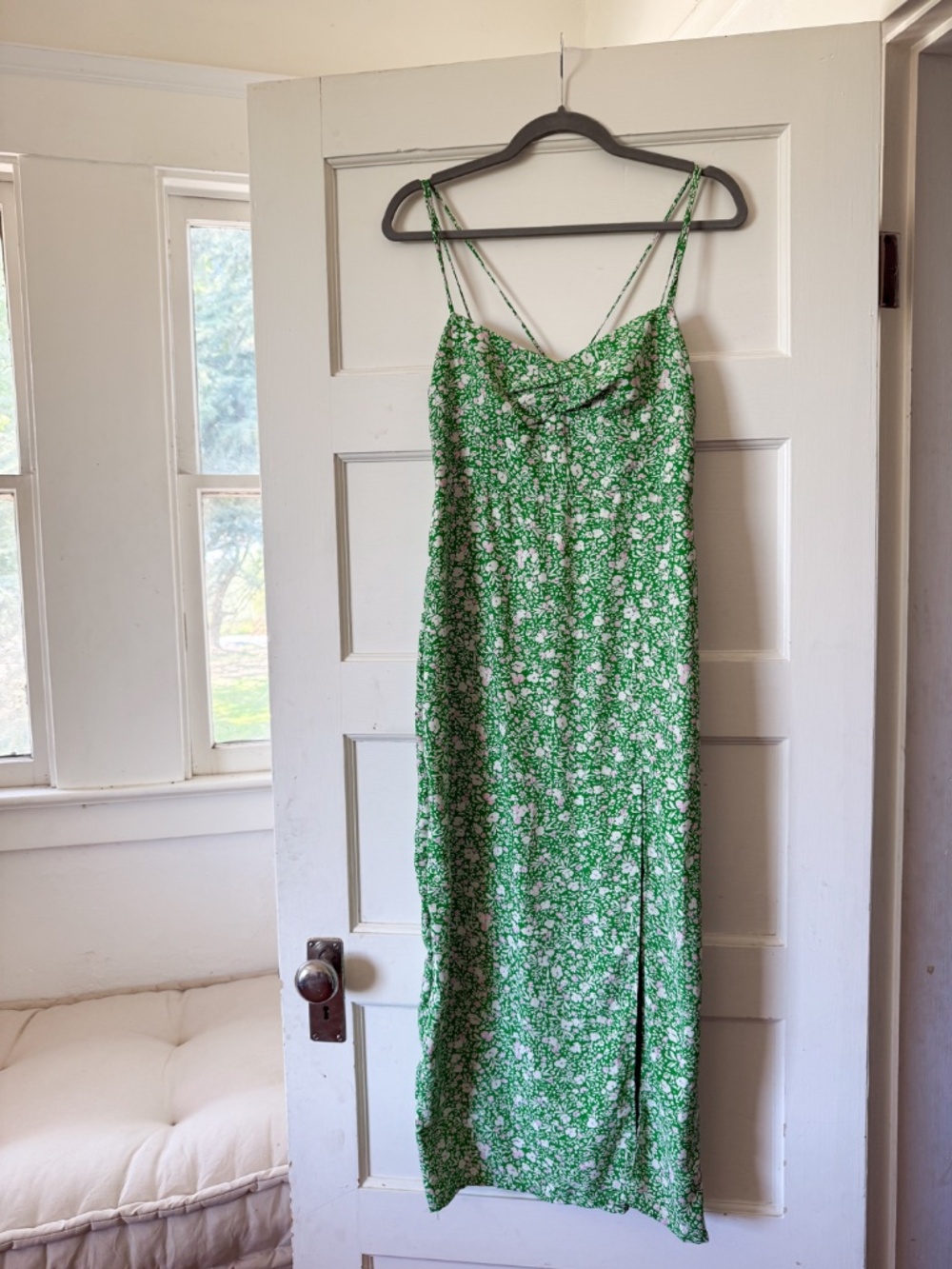 Zara Green Floral Print Corset Style Midi Dress Size Large